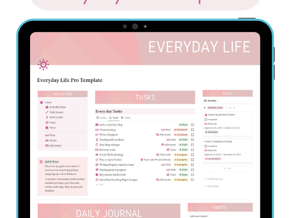 everyday life notion template