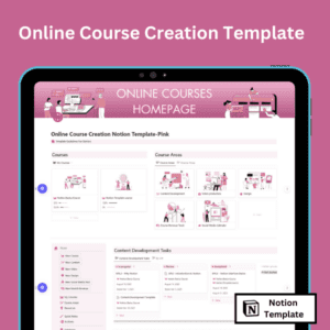 online course creation template in pink