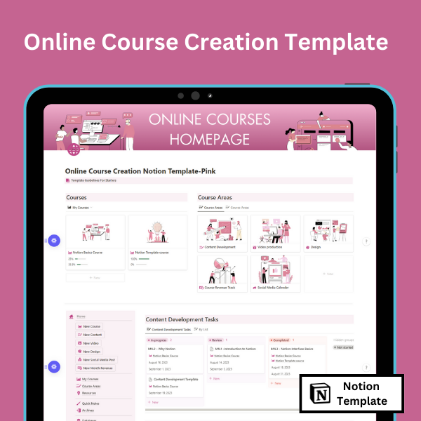 Online Course Creation Template (Pink) Notion Market Hub Online Course Creation Template (Pink) Notion Market Hub