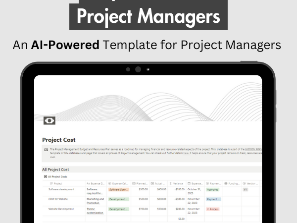project cost notion template
