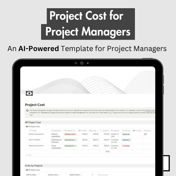 project cost notion template