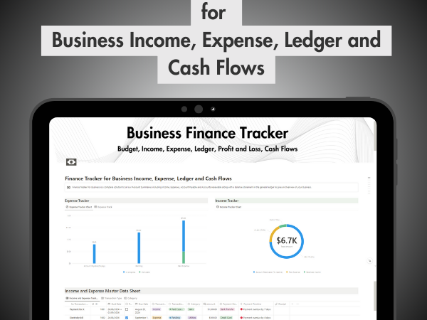 finance tracker for business income and cost notion template