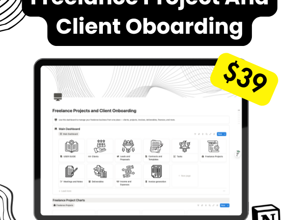 freelance dashboard notion template
