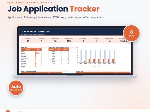 Job Application Tracker + Interview Prep (Excel + Google Sheets)