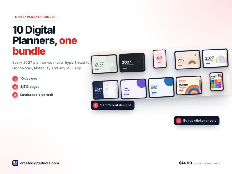 2027 Digital Planner Bundle: 10 GoodNotes Planners