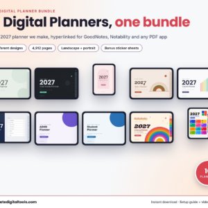 2027 digital planner bundle: 10 hyperlinked GoodNotes and Notability planners