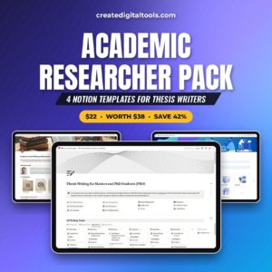 Academic Researcher Pack: 4 Notion templates for thesis writers