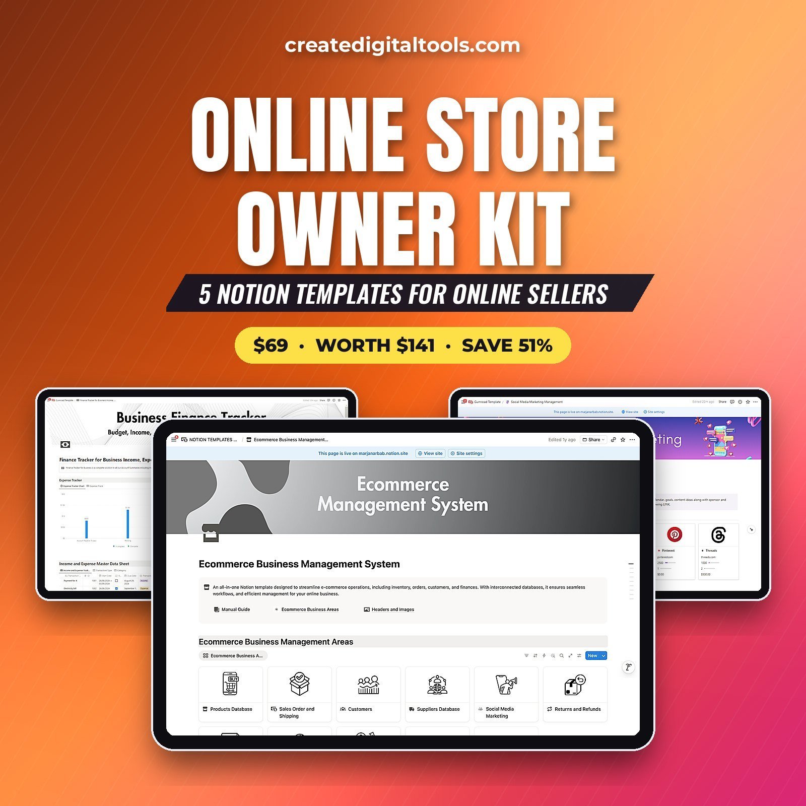 Online Store Owner Kit: 5 Notion templates for online sellers
