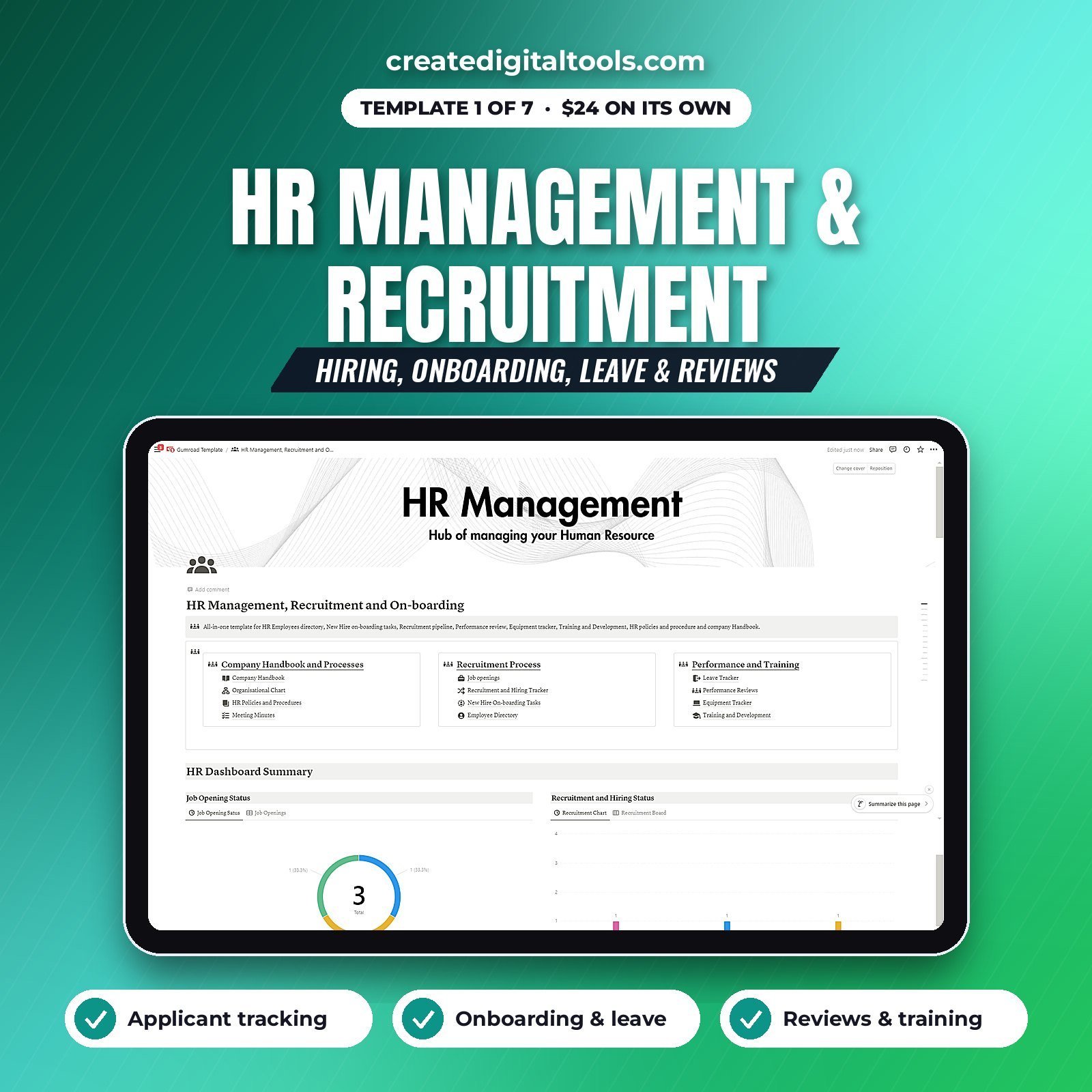 HR management and recruitment Notion template for small business