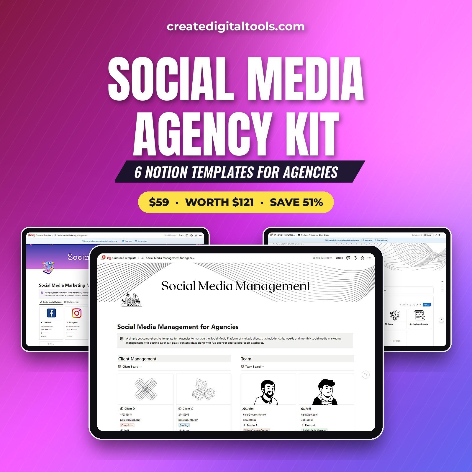 Social Media Agency Kit: 6 Notion templates for agencies
