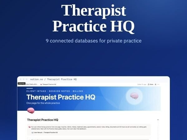 Therapist Practice HQ Notion template for private practice