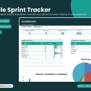 Agile Sprint Tracker spreadsheet dashboard for Excel and Google Sheets