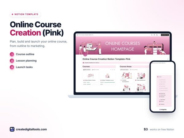Online Course Creation Template (Pink) preview