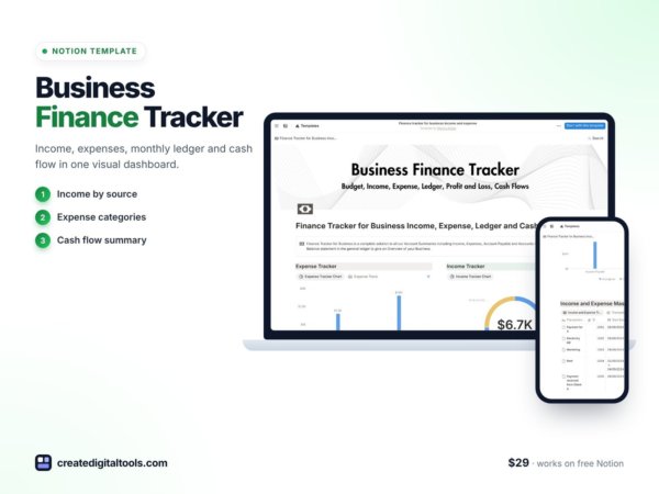 Finance Tracker for Business Income, Expense, Ledger and Cash Flows preview