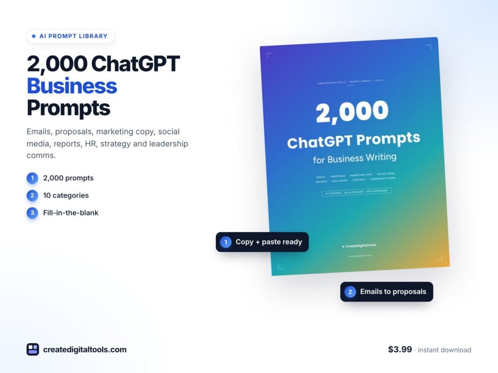 ChatGPT Prompts for Business Writing: 2,000 Full Scenarios