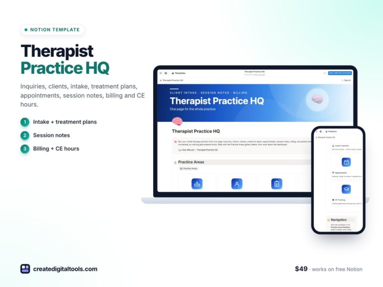 Therapist Notion Template for a Calm Private Practice