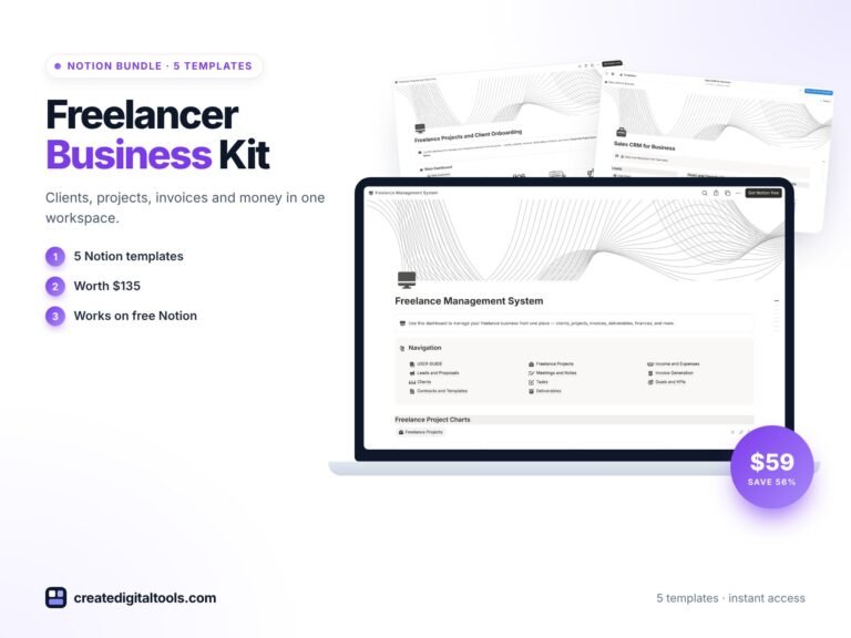 Freelancer Notion Template Kit: Clients, Projects, Money