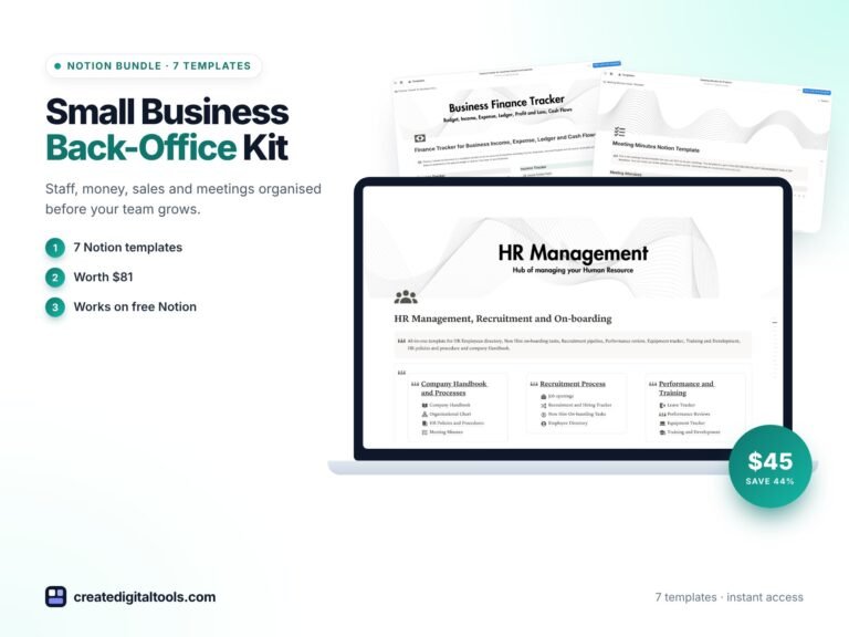 Small Business Notion Template Kit for Back-Office Admin