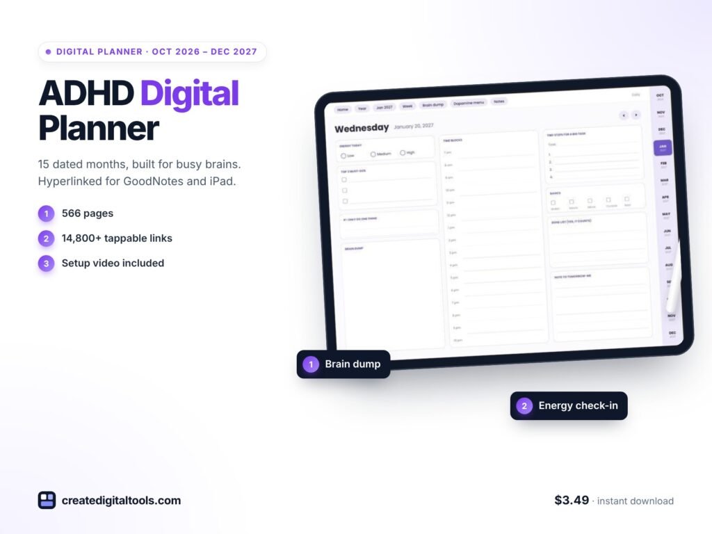 ADHD Digital Planner for GoodNotes: Plan by Energy