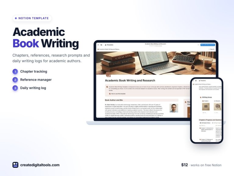 Academic Book Writing Notion Template for Authors
