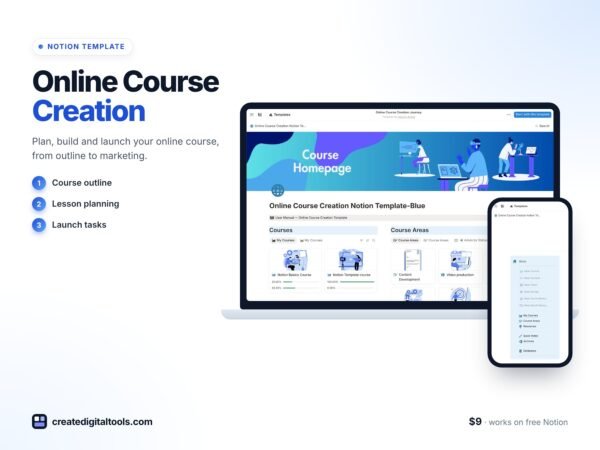 Online Course Creation Notion Template preview