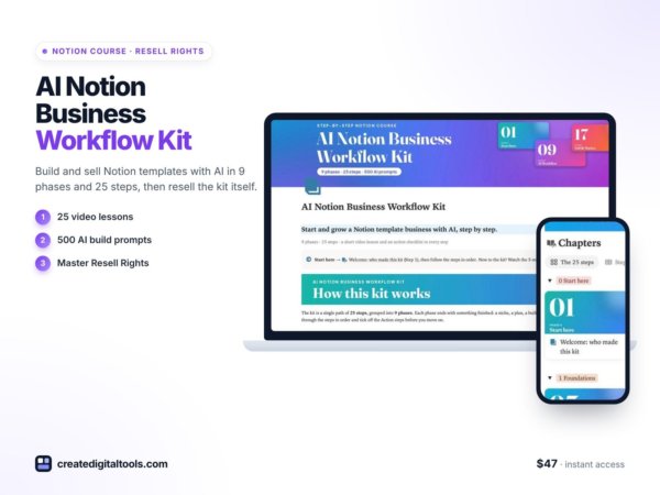 AI Notion Business Workflow Kit (with Master Resell Rights)