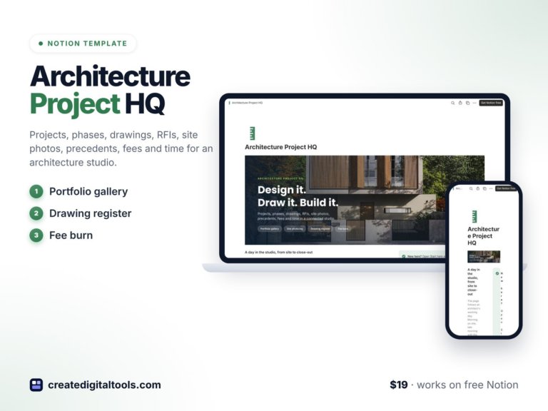 Notion Template for Architects: Phases, Drawings, Fees