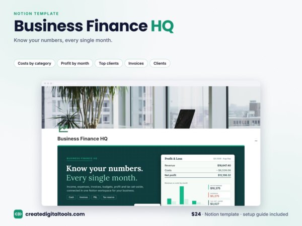 Business Finance HQ Notion template