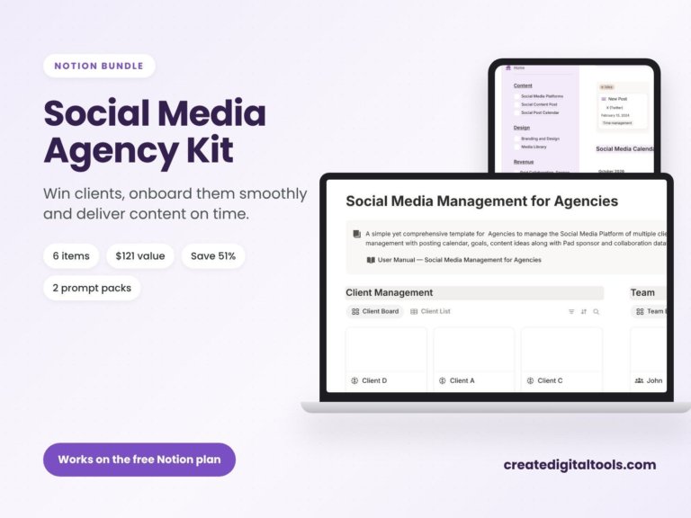 Notion Template for Social Media Managers and Agencies: Clients, Content and Approvals