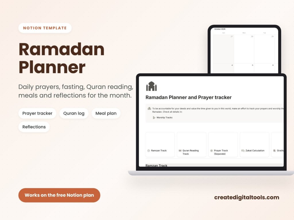 Ramadan Planner Notion Template and Prayer Tracker