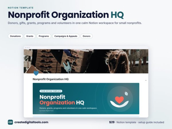 Nonprofit Organization HQ Notion template