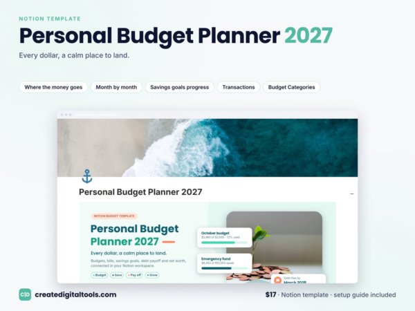 Personal Budget Planner 2027 Notion template