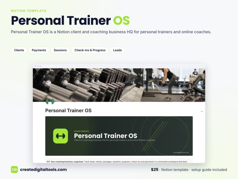 Notion Template for Personal Trainers and Online Fitness Coaches