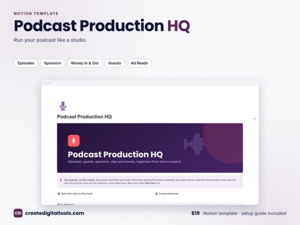 Podcast Production HQ Notion template