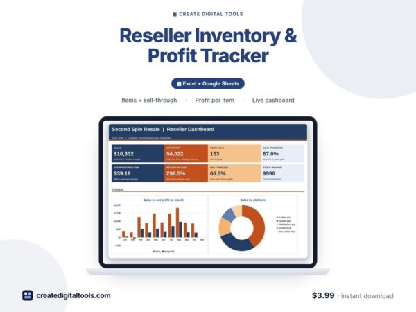 Reseller Inventory & Profit Tracker (Excel + Google Sheets)