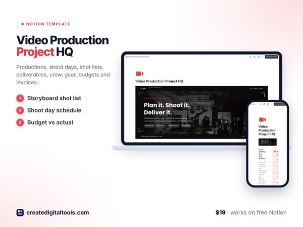 Video Production Project HQ Notion template