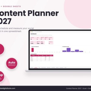 Content calendar Google Sheets and Excel content planner 2027