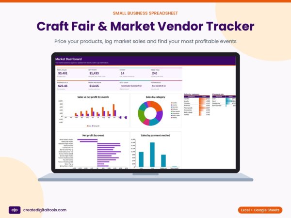 Craft Fair & Market Vendor Tracker spreadsheet: cover