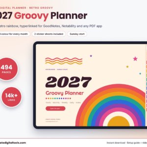 2027 retro groovy digital planner for GoodNotes and iPad