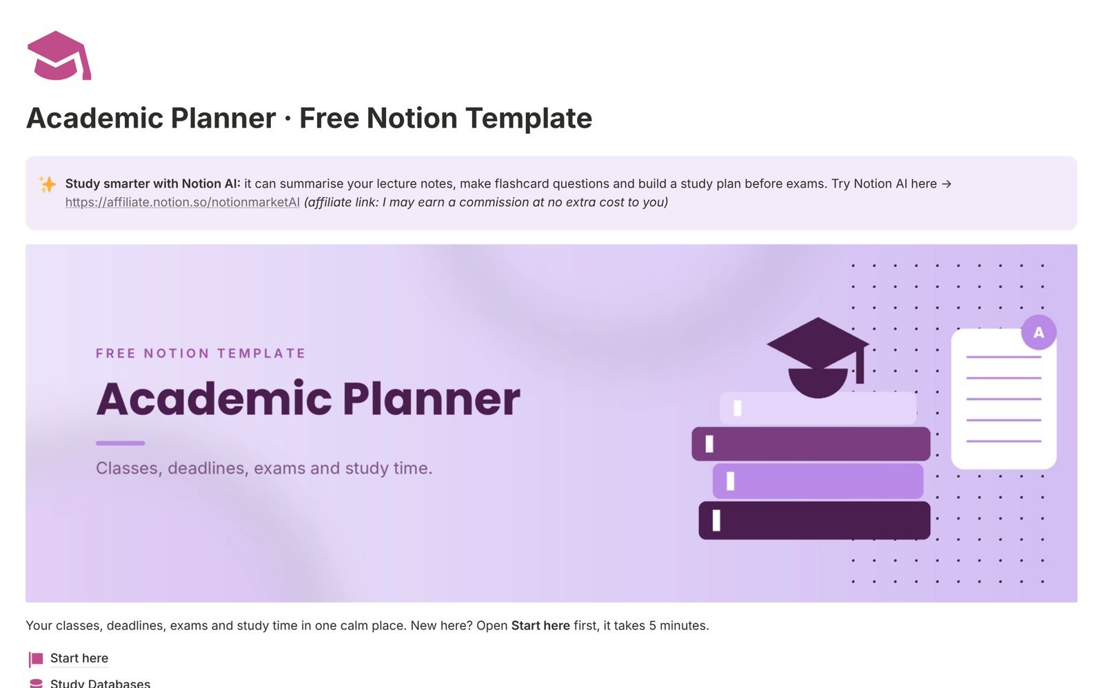 Academic Planner template