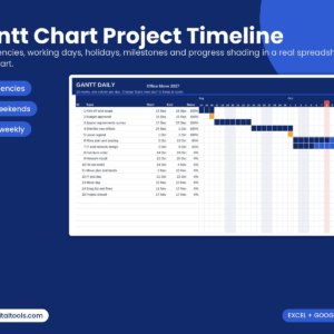Gantt Chart Project Timeline spreadsheet for Excel and Google Sheets