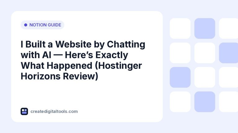 I Built a Website by Chatting with AI — Here’s Exactly What Happened (Hostinger Horizons Review)