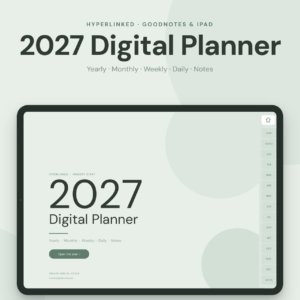 2027 digital planner for GoodNotes and iPad, sage green