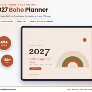 2027 Boho Digital Planner, Terracotta (GoodNotes & Notability)