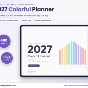 2027 Colorful Digital Planner, Pastel Rainbow (GoodNotes & Notability)