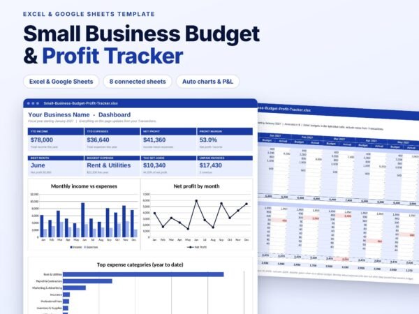 Small business budget and profit tracker spreadsheet