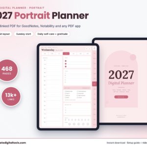 2027 Portrait Digital Planner, Blush (GoodNotes & Notability)
