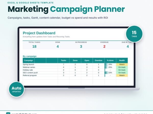 Marketing Campaign Planner Spreadsheet (Excel & Google Sheets)