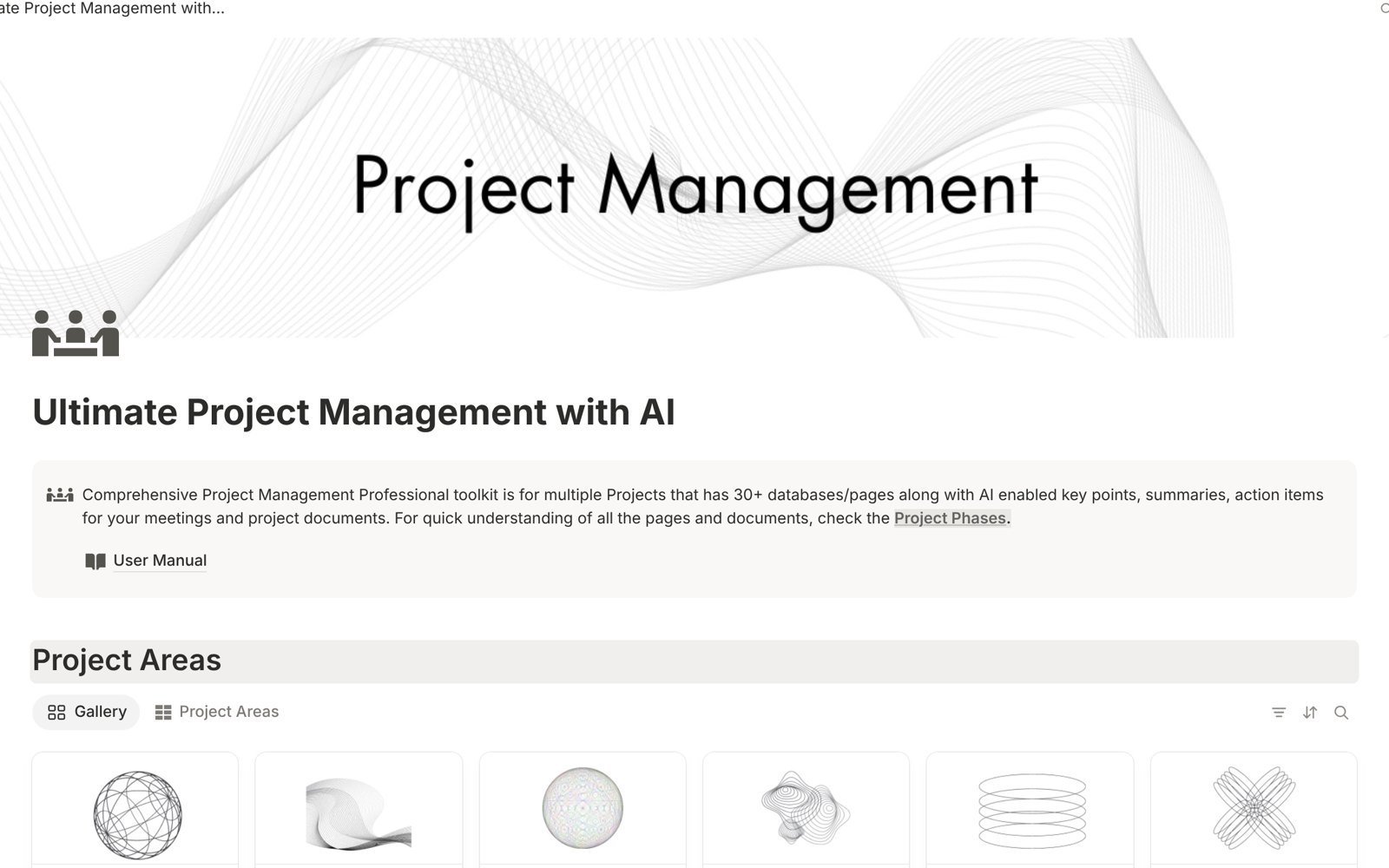 Project Management with AI dashboard in Notion