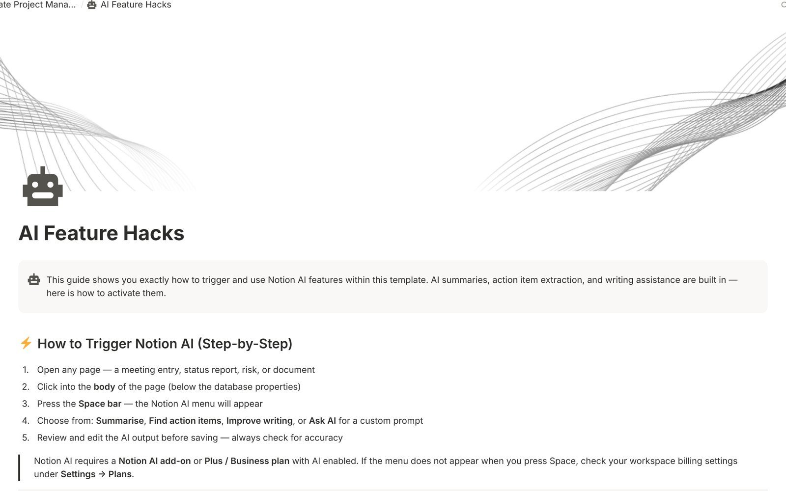 Project Management with AI: AI feature hacks